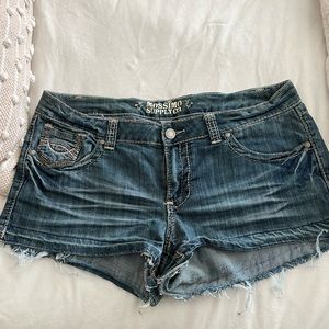 Distress wash blue Jean shorts